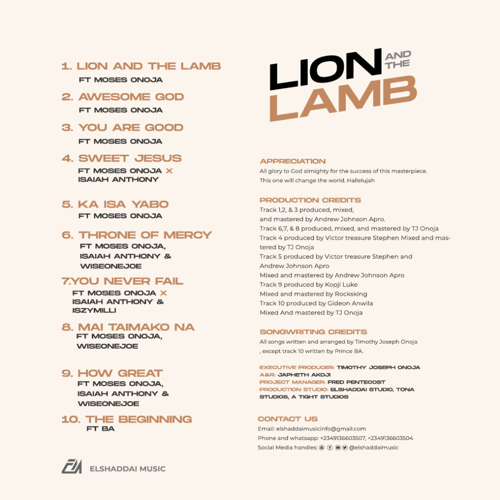 DOWNLOAD Album: Elshaddai Music - Lion And The Lamb